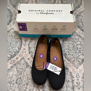 The Original Dearfoams Comfort Slip-On Flats Women Shoes Black Size 8M US NIB